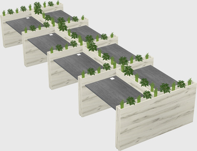 Rectangular shared desk