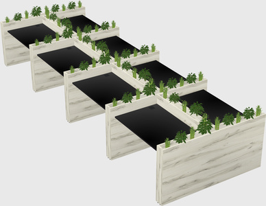 Rectangular shared desk