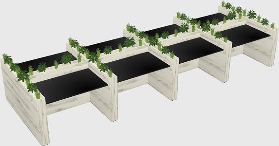Rectangular shared desk