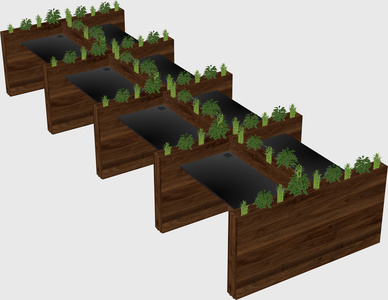 Rectangular shared desk
