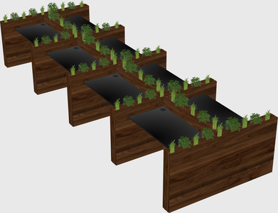 Rectangular shared desk