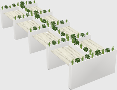Rectangular shared desk