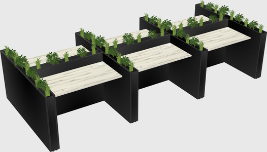 Rectangular shared desk