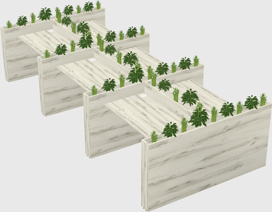 Rectangular shared desk