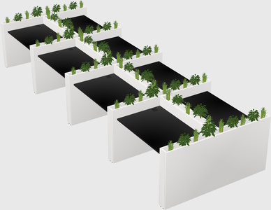 Rectangular shared desk