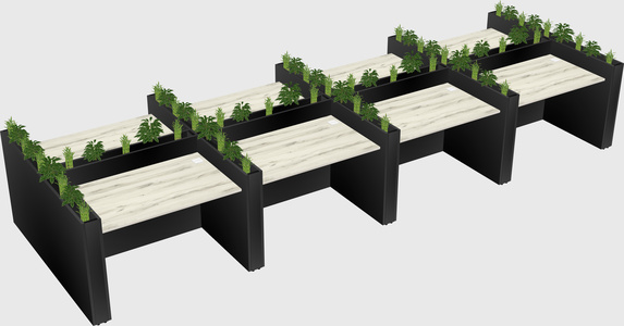 Rectangular shared desk