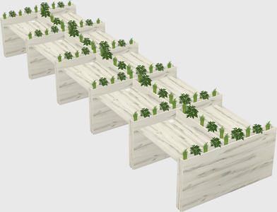 Rectangular shared desk