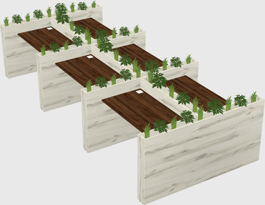 Rectangular shared desk