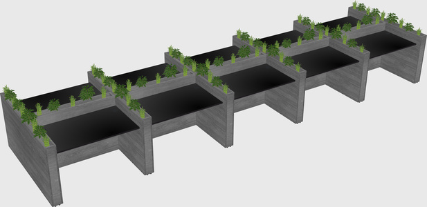 Rectangular shared desk