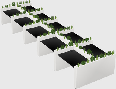 Rectangular shared desk
