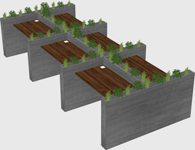 Rectangular shared desk