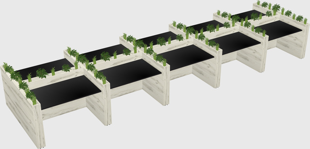 Rectangular shared desk