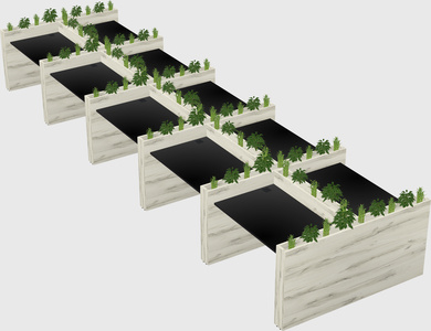 Rectangular shared desk