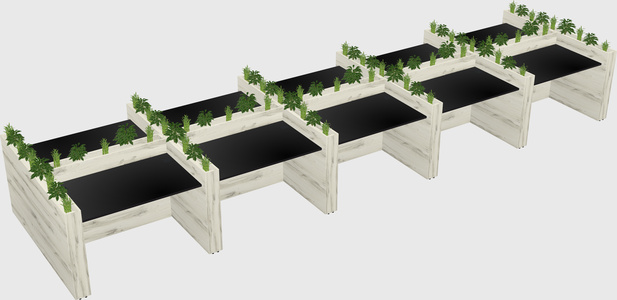 Rectangular shared desk