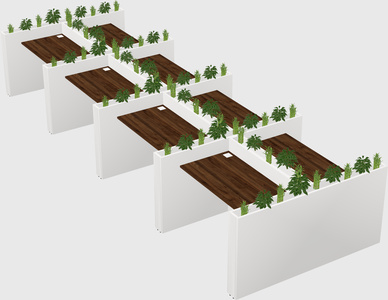 Rectangular shared desk