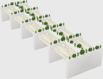 Rectangular shared desk