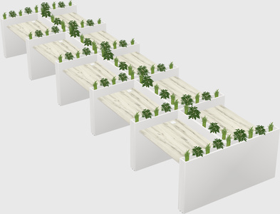Rectangular shared desk