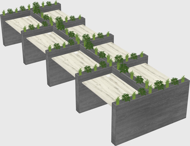 Rectangular shared desk
