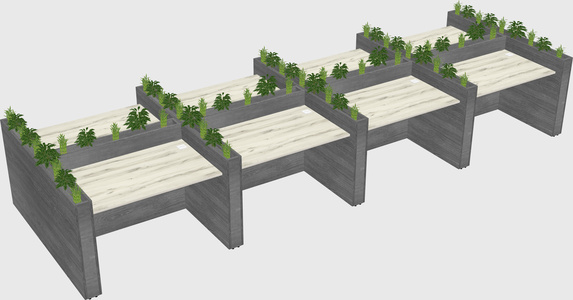 Rectangular shared desk