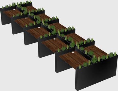 Rectangular shared desk