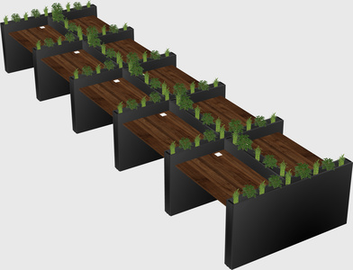 Rectangular shared desk