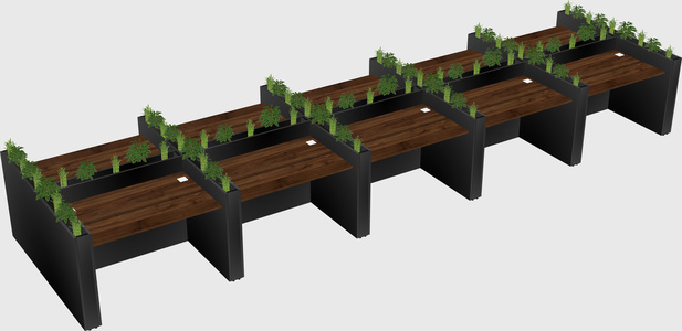 Rectangular shared desk