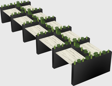 Rectangular shared desk