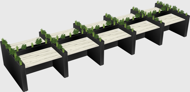 Rectangular shared desk
