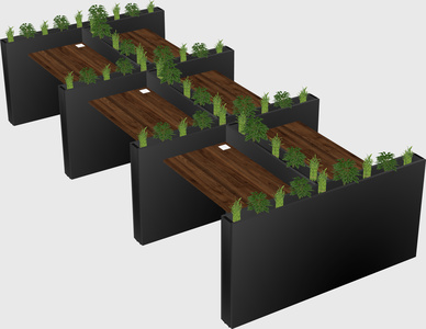 Rectangular shared desk