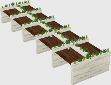 Rectangular shared desk