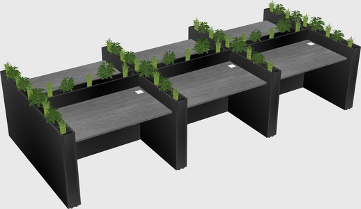 Rectangular shared desk