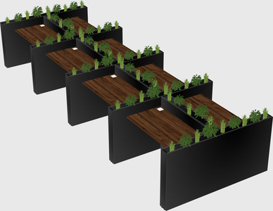 Rectangular shared desk