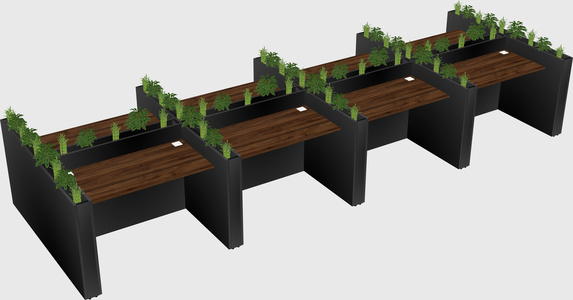 Rectangular shared desk
