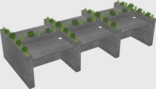 Rectangular shared desk