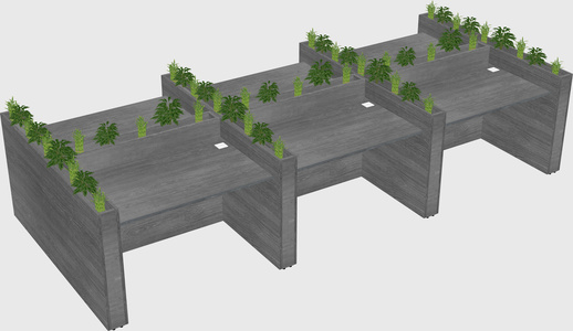 Rectangular shared desk