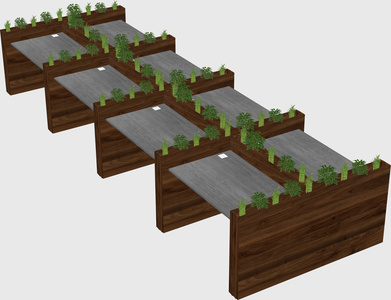 Rectangular shared desk