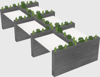Rectangular shared desk