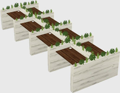 Rectangular shared desk