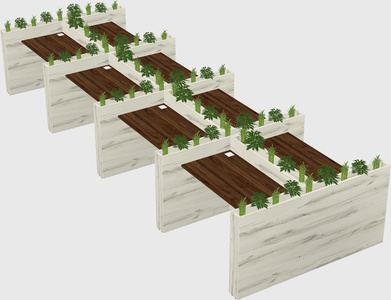 Rectangular shared desk