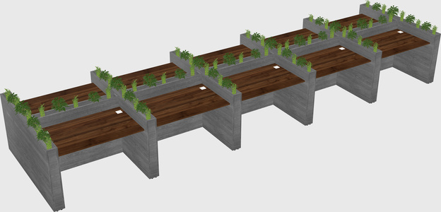 Rectangular shared desk