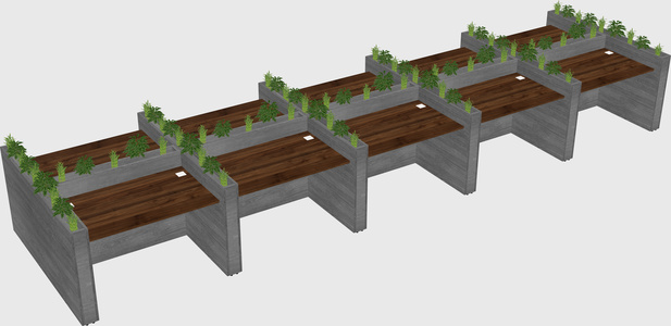 Rectangular shared desk