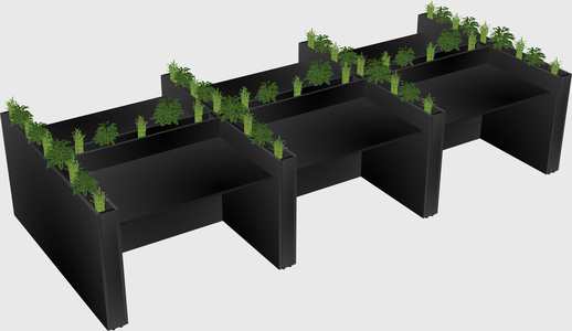 Rectangular shared desk