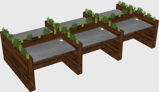 Rectangular shared desk