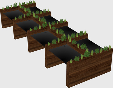 Rectangular shared desk