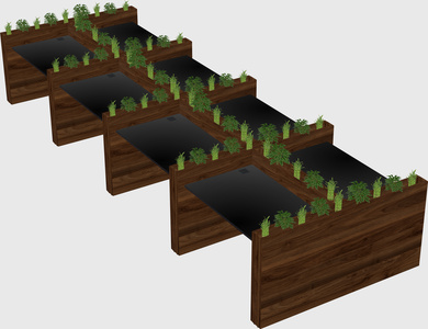 Rectangular shared desk