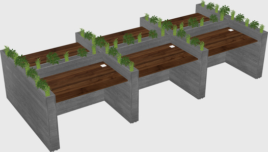 Rectangular shared desk