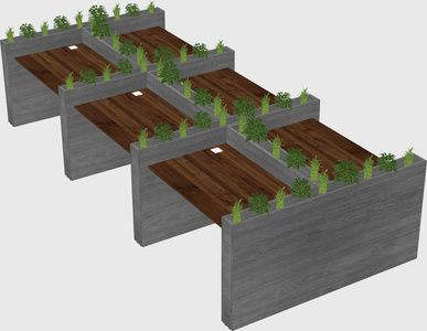 Rectangular shared desk