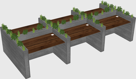 Rectangular shared desk