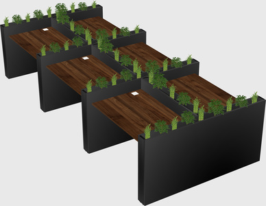 Rectangular shared desk