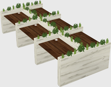 Rectangular shared desk